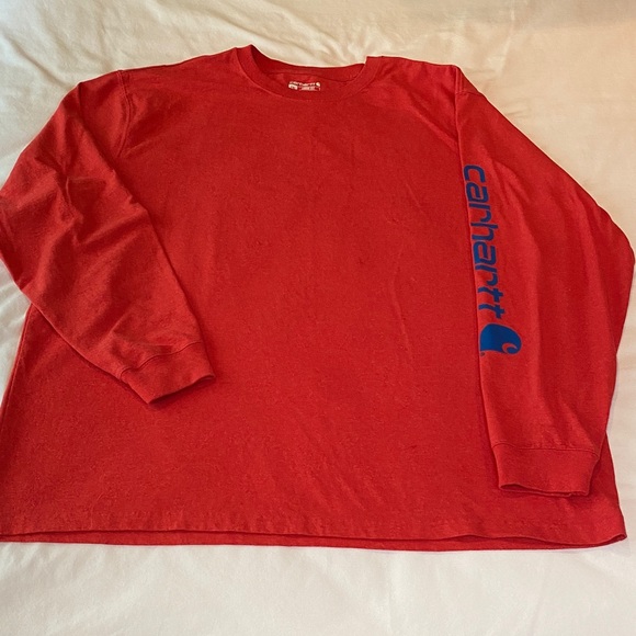 Carhartt Other - Carhartt Men's Bold Red Long Sleeve Tee with Blue Logo